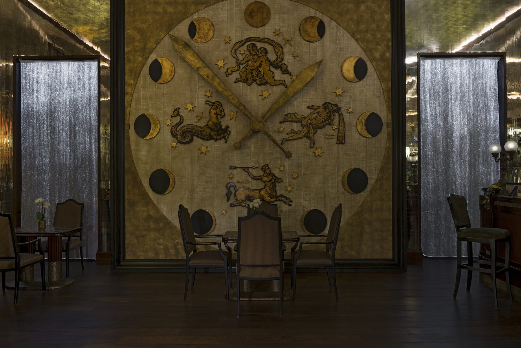 Illuminated curtains in a hospitality interior